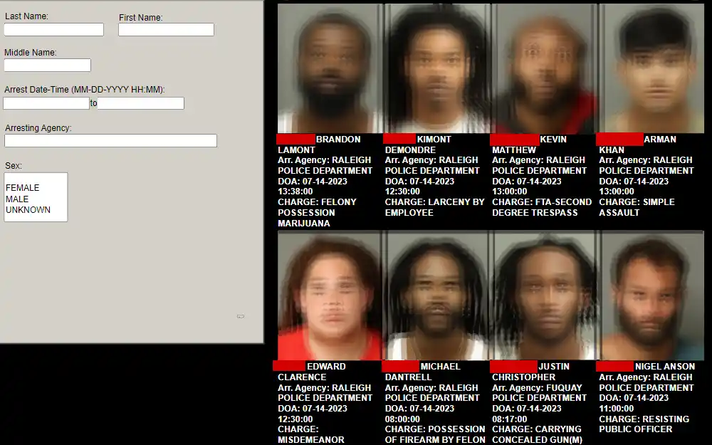A screenshot of the free arrest history search tool provided by the City-County Bureau of Identification or CCBI that can be used to obtain information about arrests from April 27, 2007 to the present.